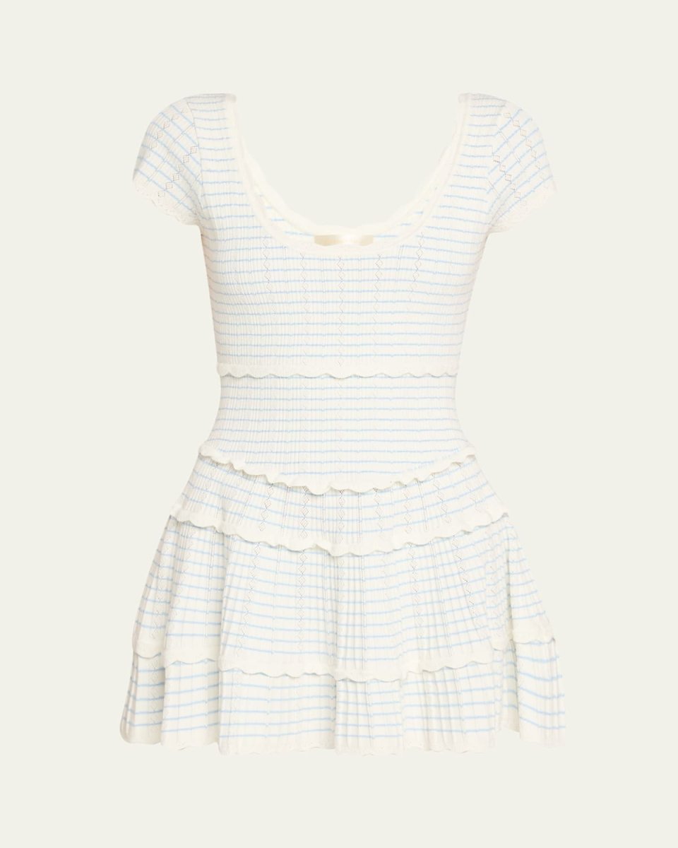 Elisavette Striped Stretch Pointelle Mini Dress